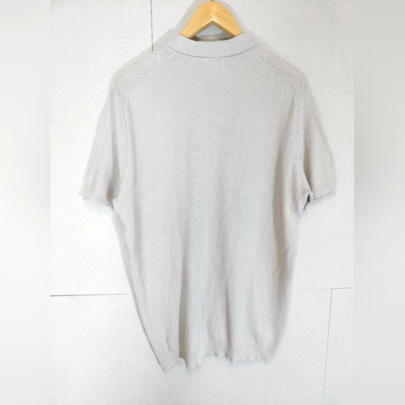 Massimo Dutti Grey Waffle Knit Polo Shirt Size XL Extra Fine Cotton - Picture 2 of 10